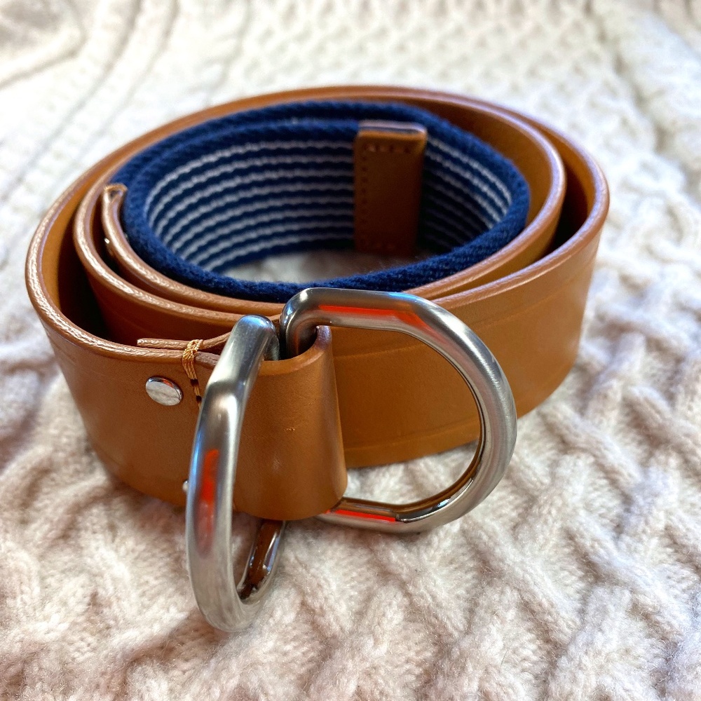 Vintage Talbots Leather and Canvas Belt 27-37"